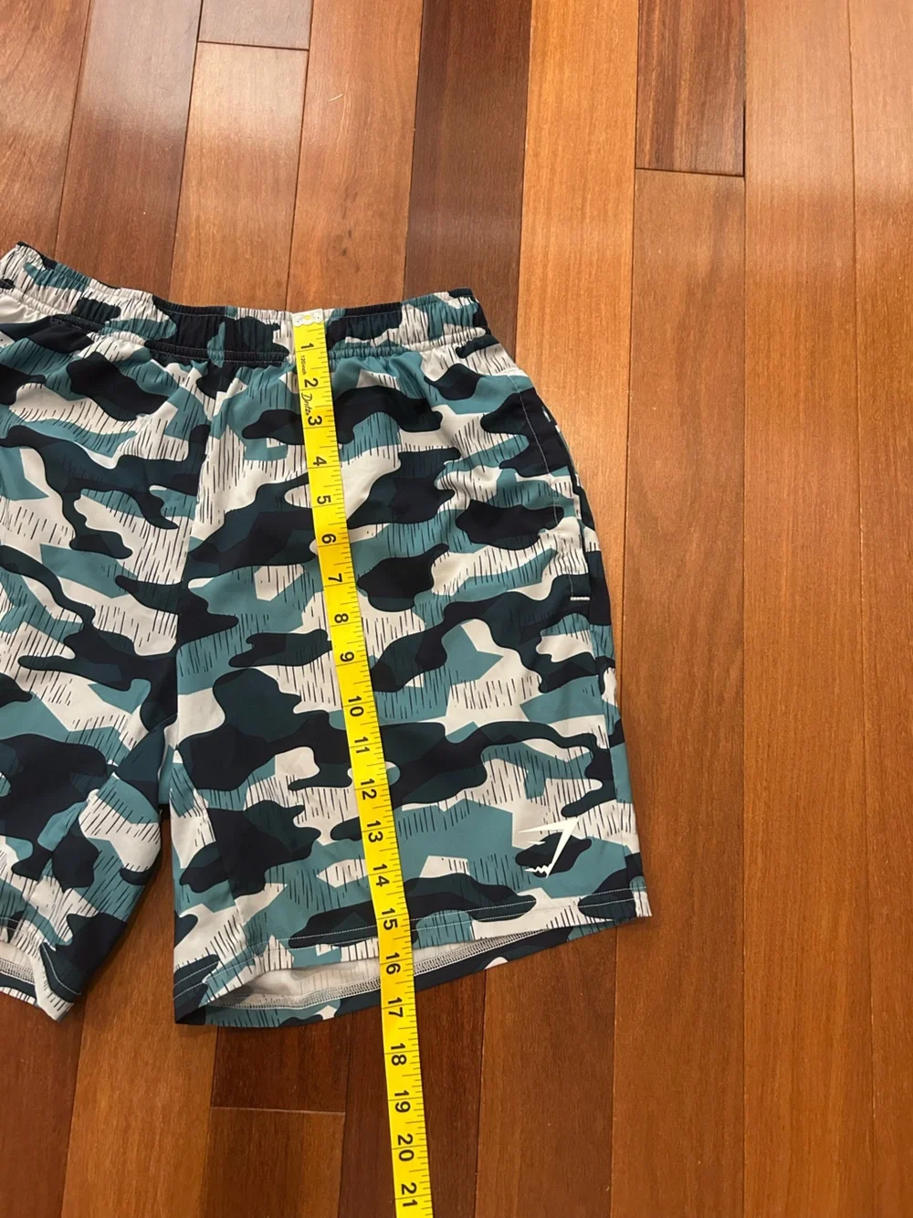 Gymshark  Men’s Teal & Navy Camo Athletic Shorts